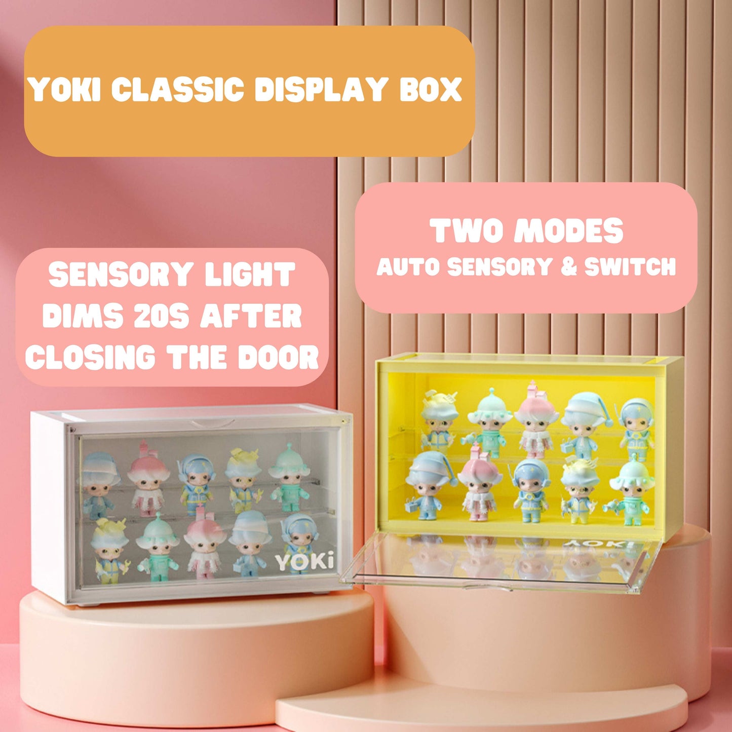Yoki Display Box: Classic Solid Back + Portable Light Bar