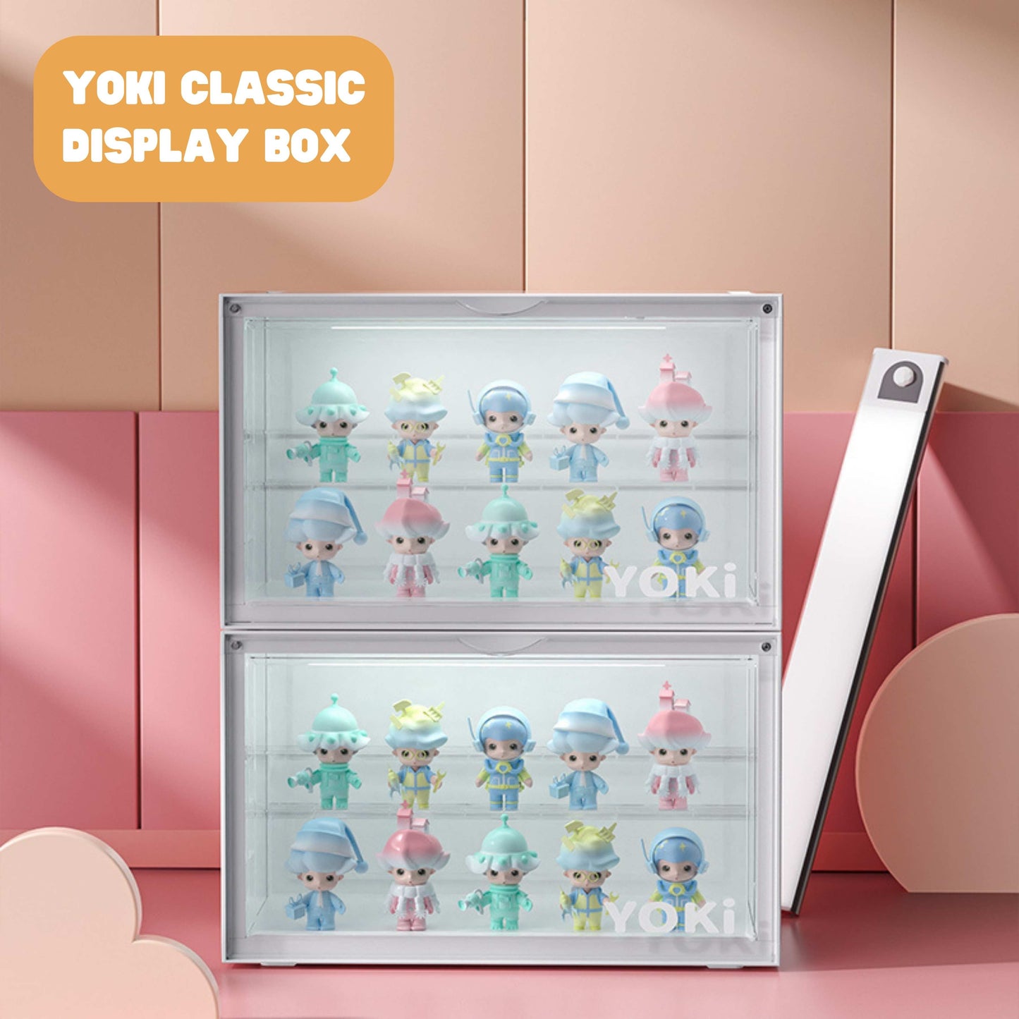 Yoki Display Box: Classic Solid Back + Portable Light Bar