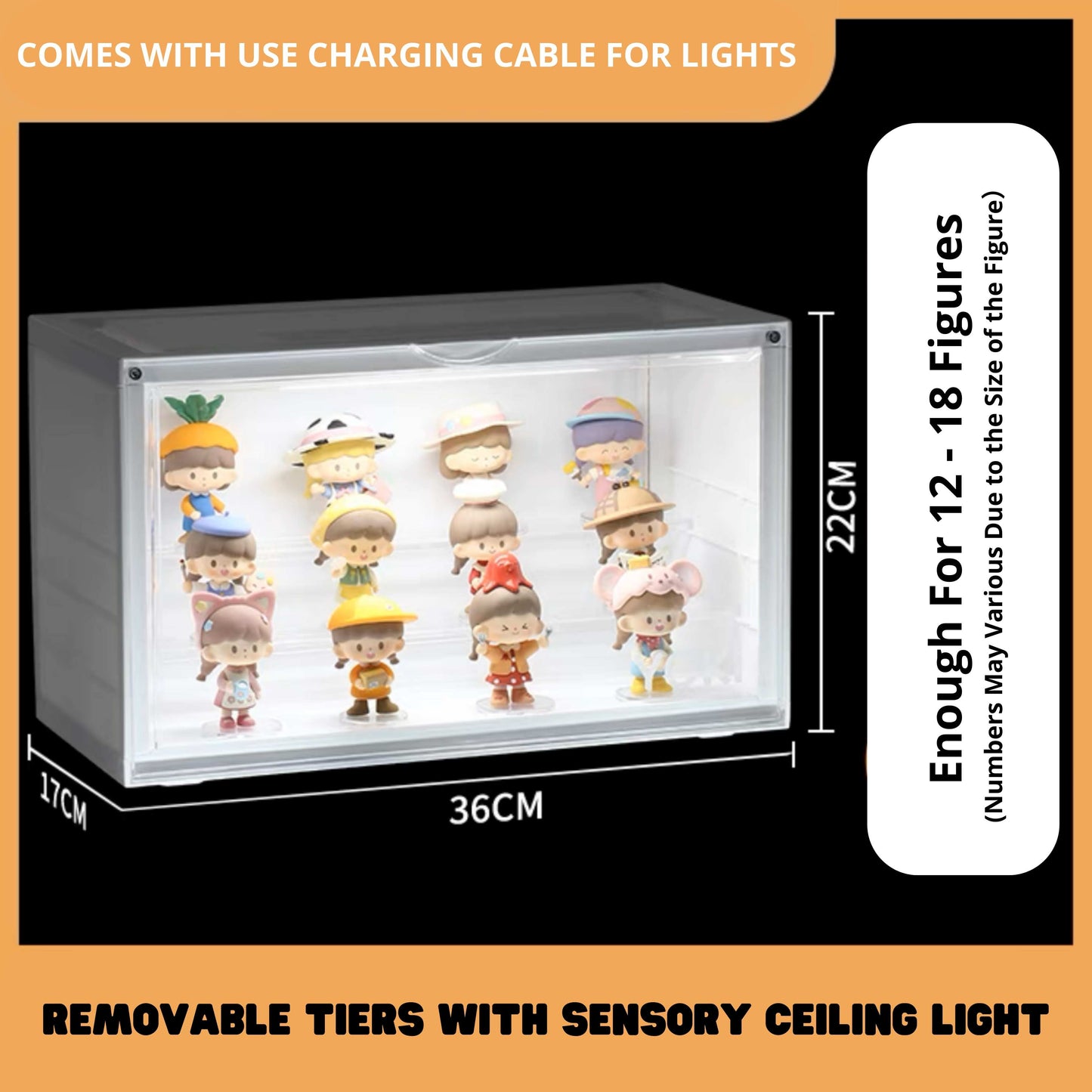 Yoki Display Box: Classic Solid Back + Portable Light Bar