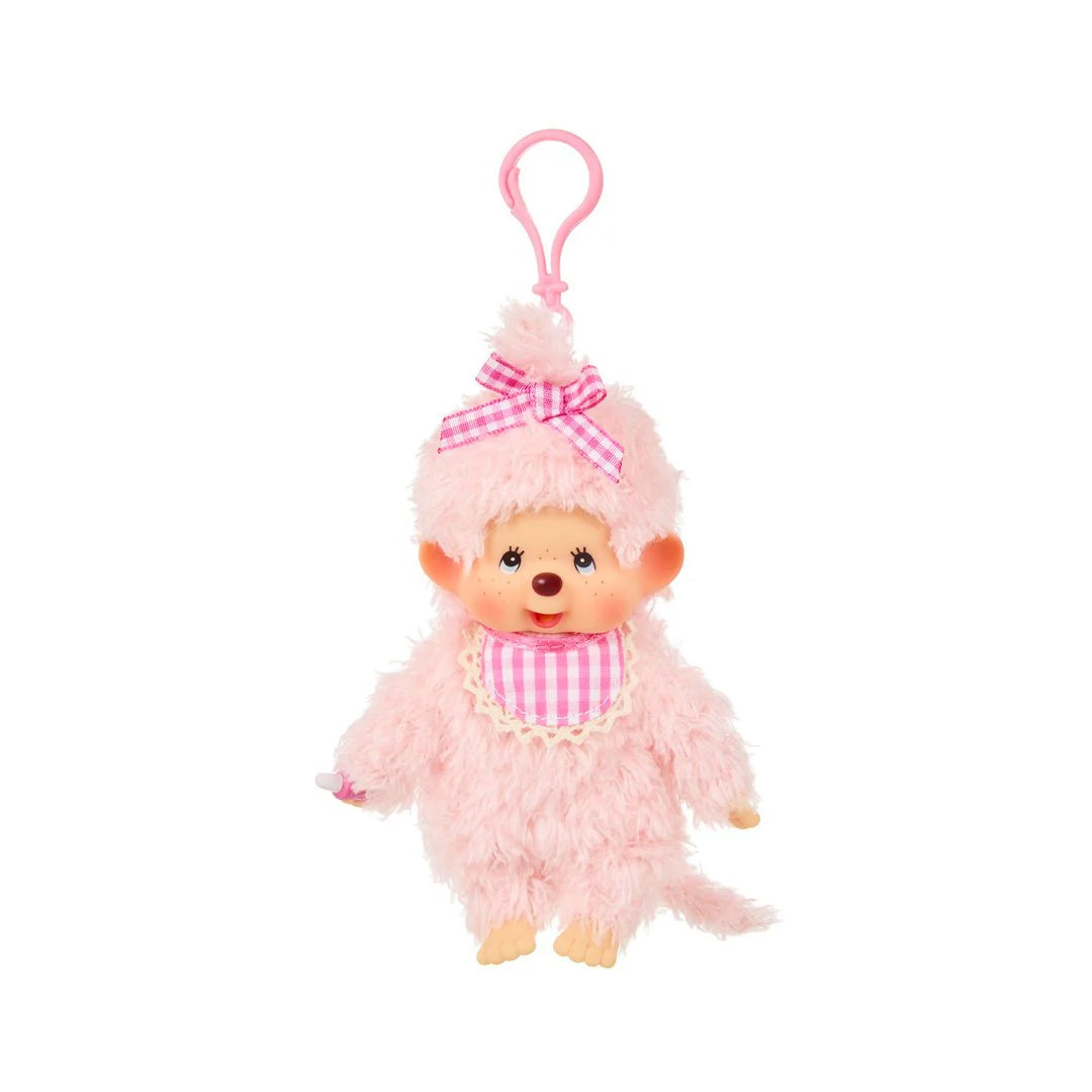Monchhichi Fluffy Pink Beige Girl Keychain