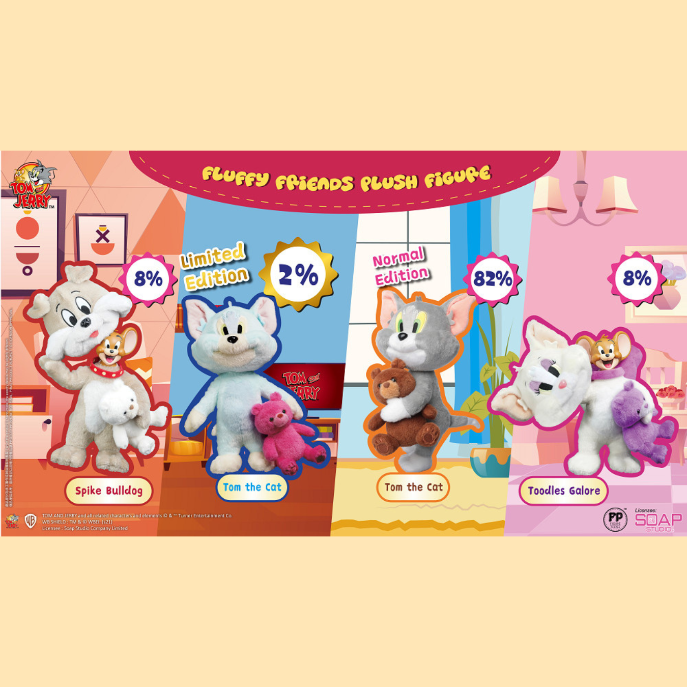Soap Studio Tom and Jerry Fluffy Friends Plush Figure Blind Box