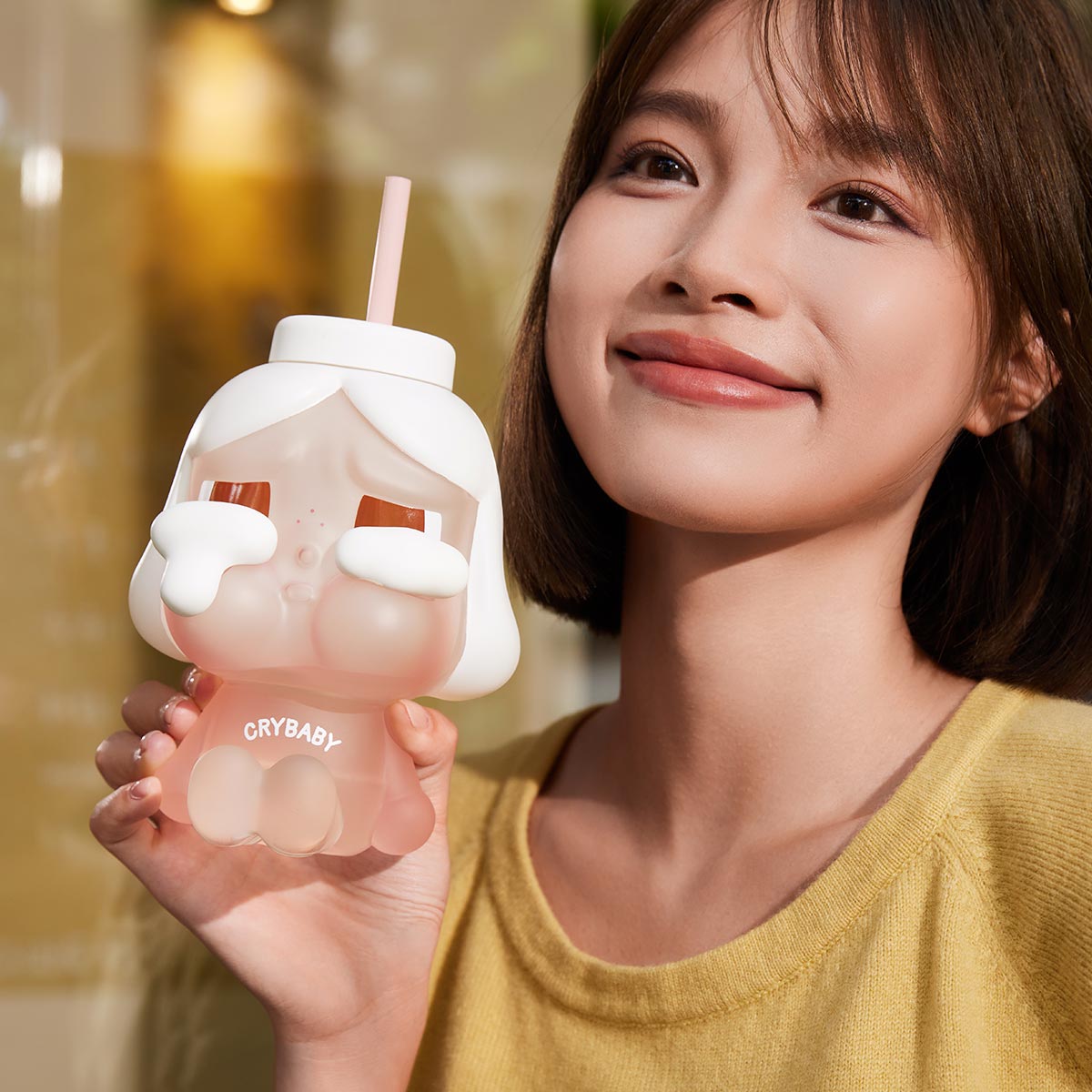 POP MART CRYBABY Crying Again Series-Plush Straw Cup (I'LL GIVE YOU ALL MY LOVE)