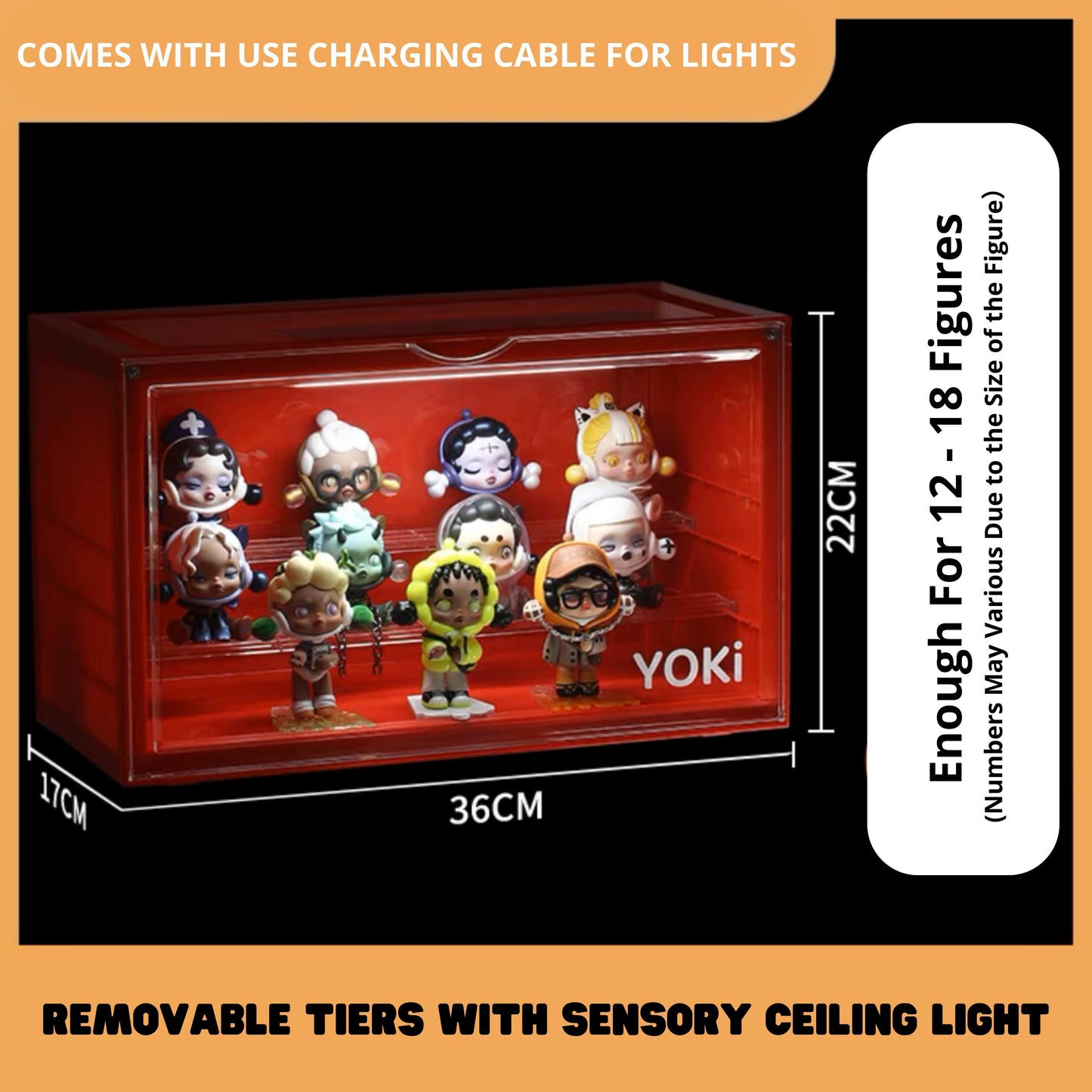 Yoki Display Box: Classic Solid Back + Portable Light Bar
