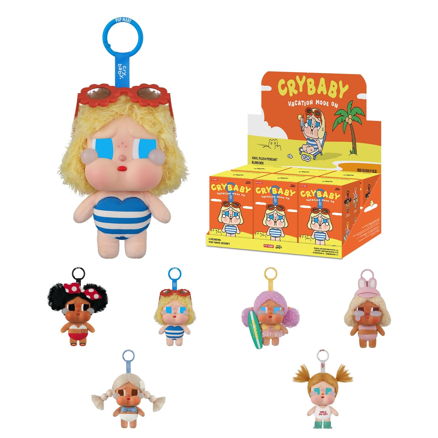 POP MART Crybaby Vacation Mode On Series-Vinyl Plush Pendant Blind Box