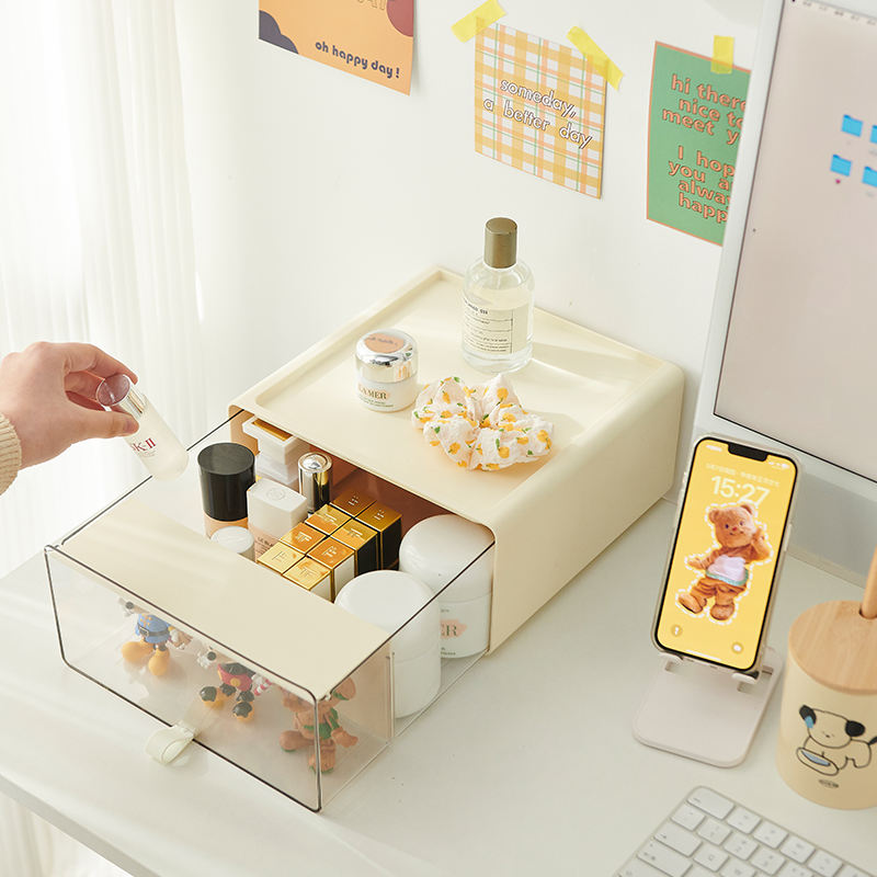 Pull-out Drawer Blind Box Display Storage Box - Cream