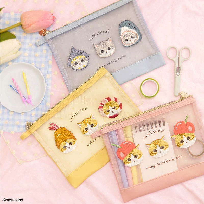 Mofusand: Flat Mesh Pouch (Embroid_Tempura_Yellow)