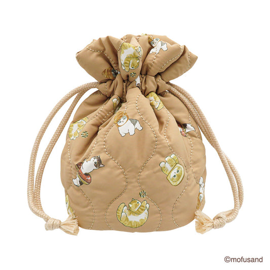 Mofusand: Drawstring Quilting Pouch (Bread_Brown)