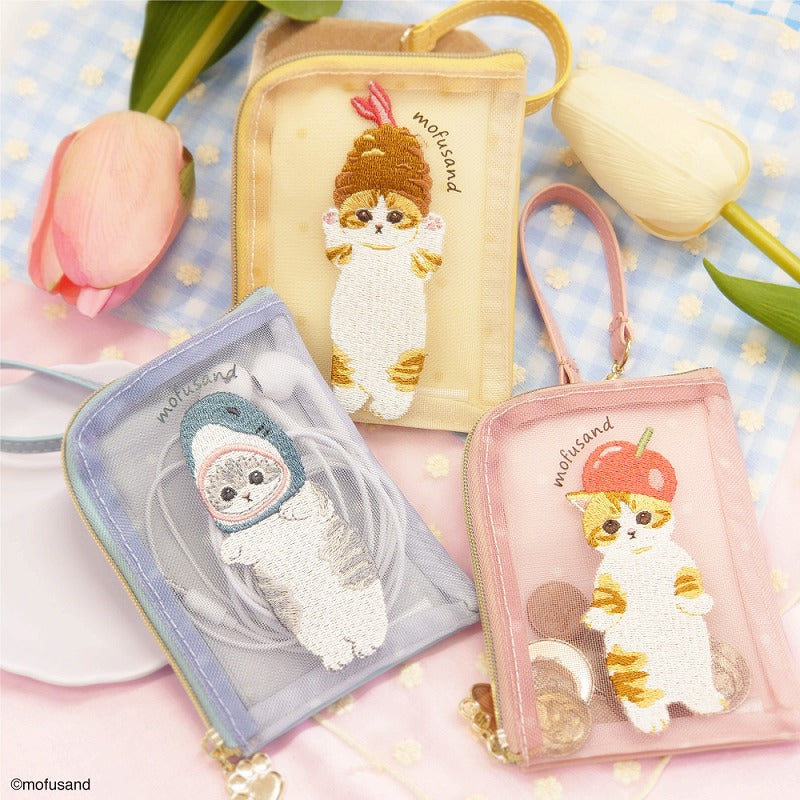 Mofusand: Mesh Card Holder Pouch (Embroid_Fruit_Pink)