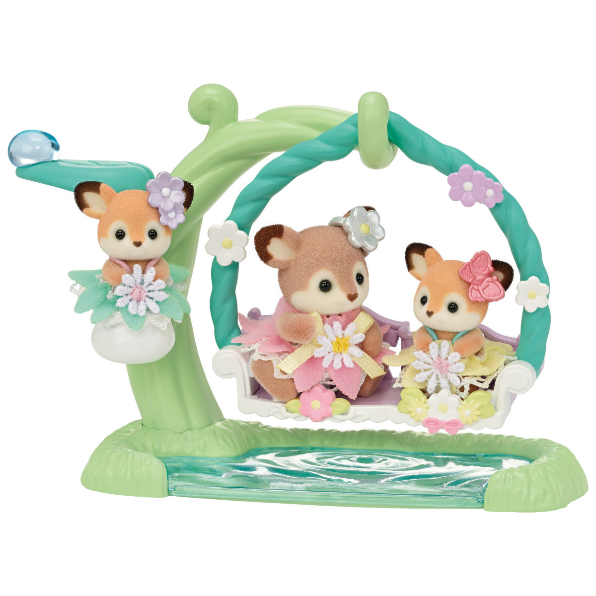 Calico Critters Deer Babies - Floral Swing Set