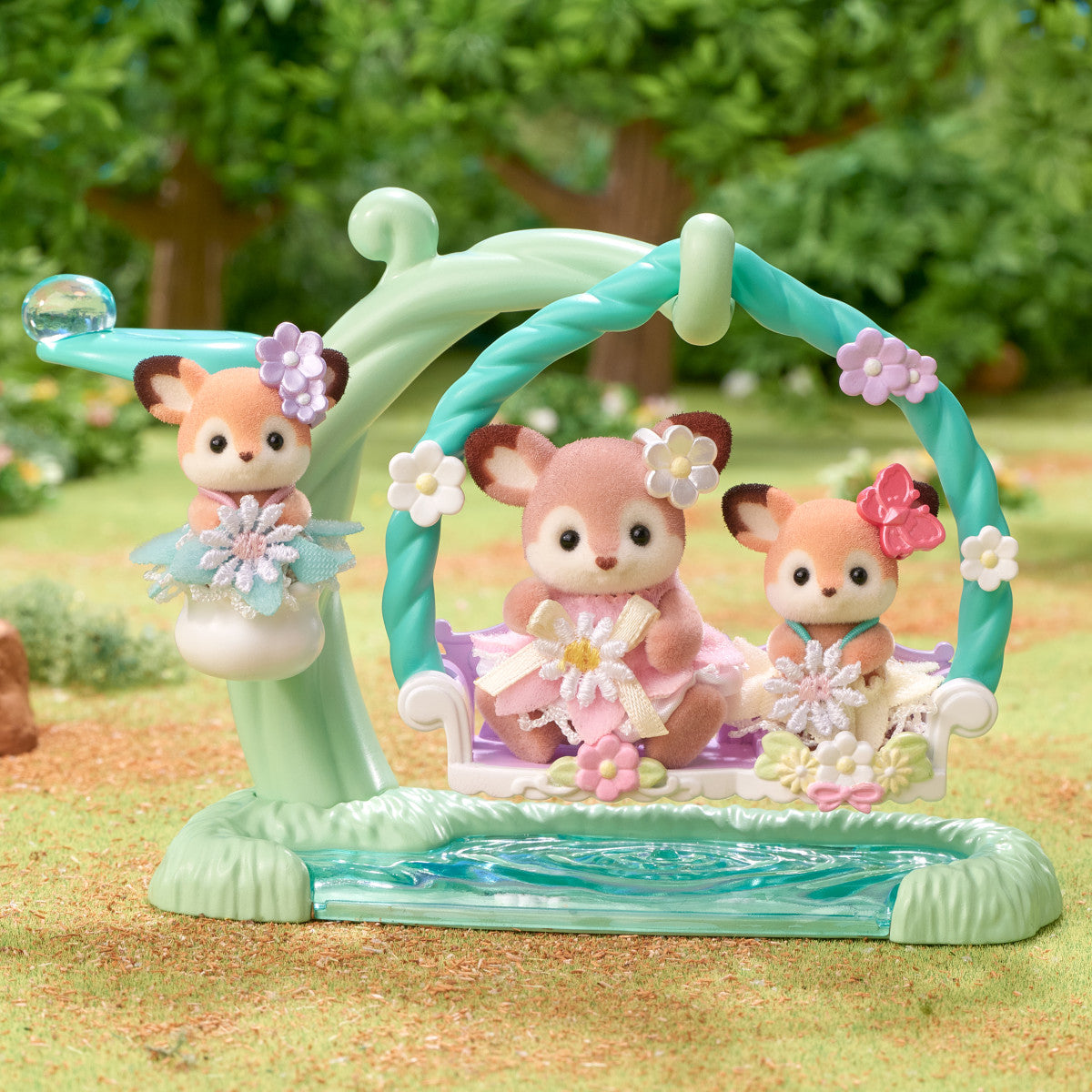 Calico Critters Deer Babies - Floral Swing Set