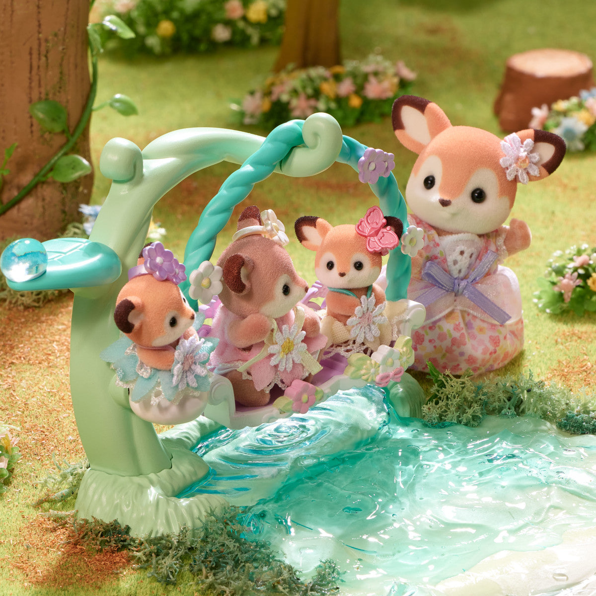 Calico Critters Deer Babies - Floral Swing Set