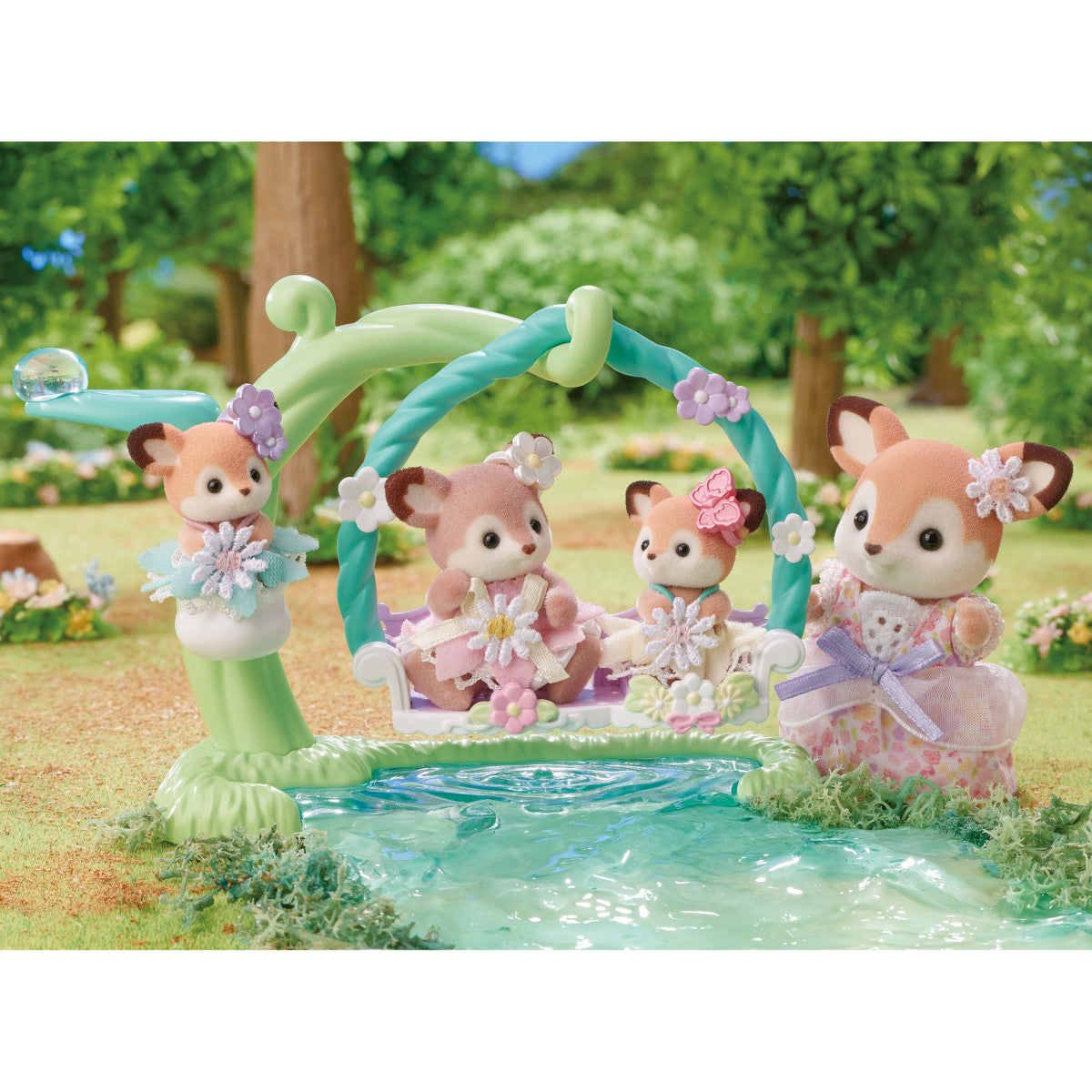 Calico Critters Deer Babies - Floral Swing Set