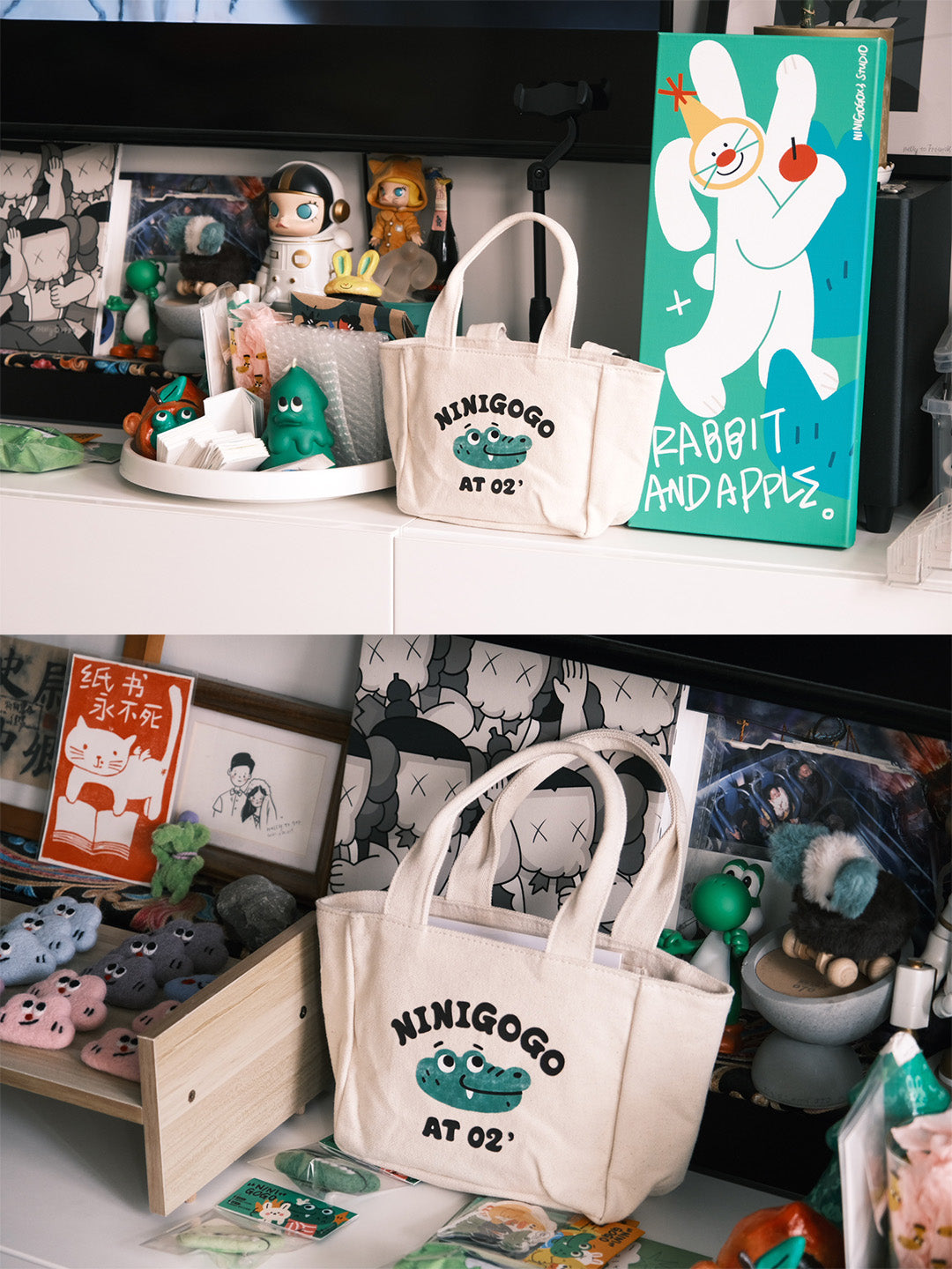 【Artists】Ninigogo Crocs Logo Canvas Tote Handbag