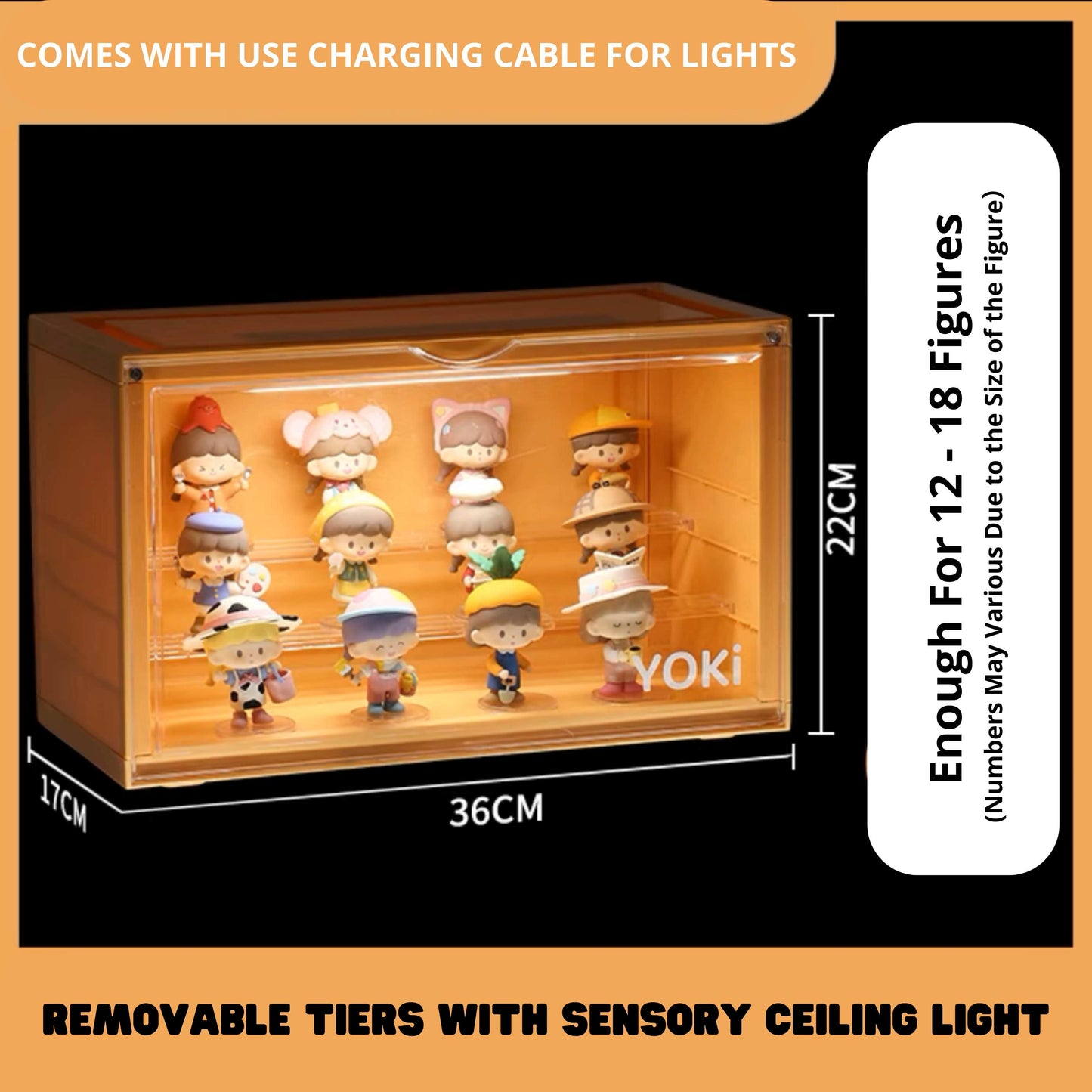 Yoki Display Box: Classic Solid Back + Portable Light Bar
