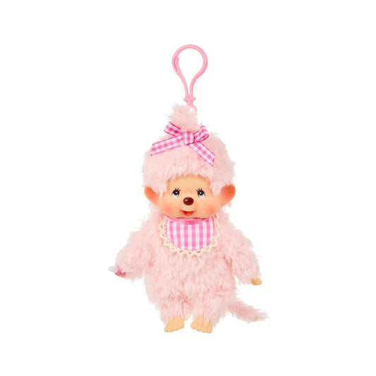 Monchhichi Fluffy Pink Beige Girl Keychain