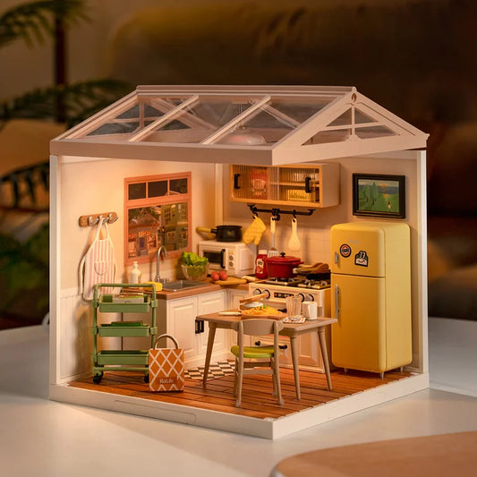 【New】Rolife Happy Meals Kitchen DIY Plastic Miniature House