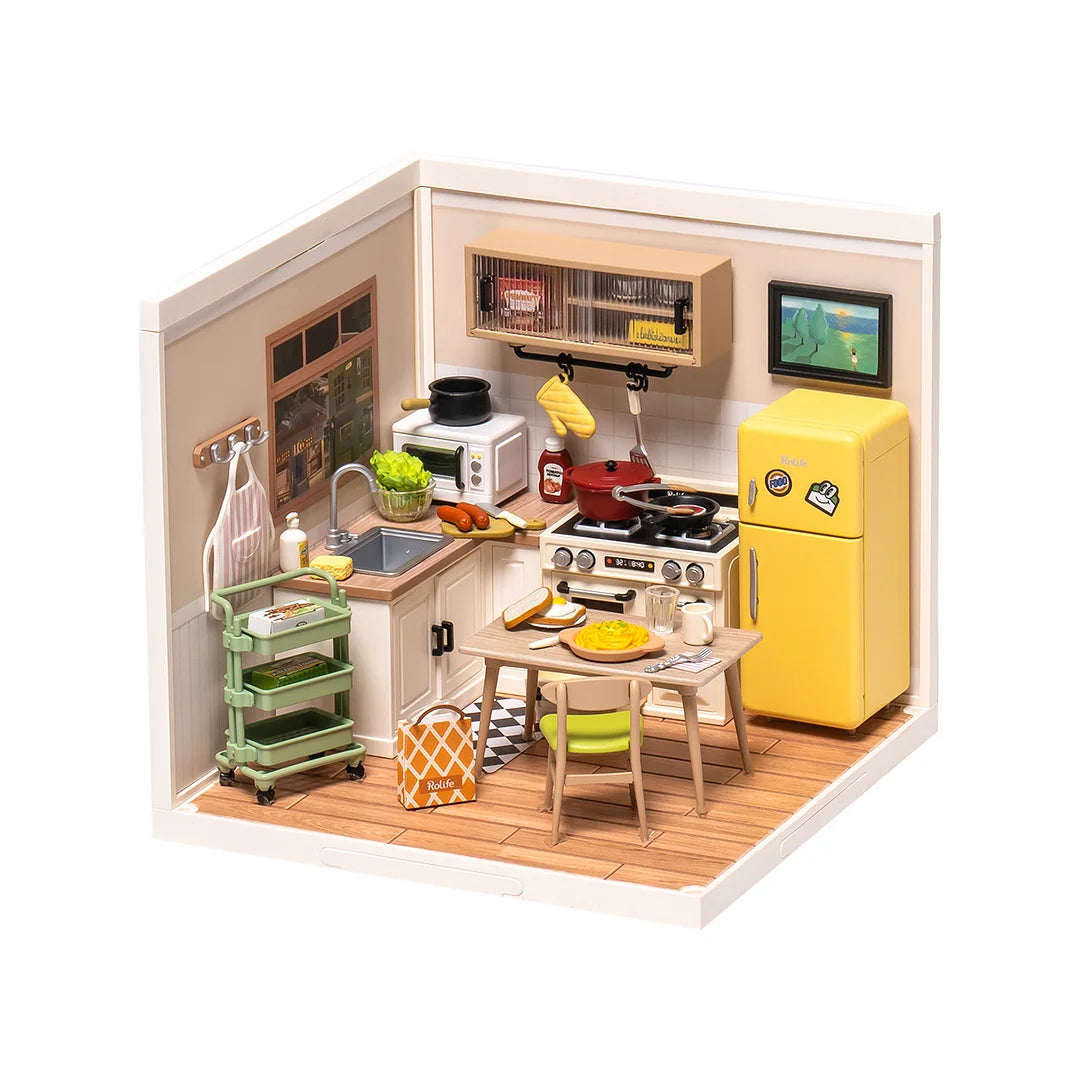 【New】Rolife Happy Meals Kitchen DIY Plastic Miniature House