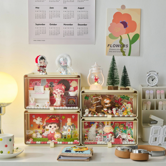 Pull-out Drawer Blind Box Display Storage Box - Cream