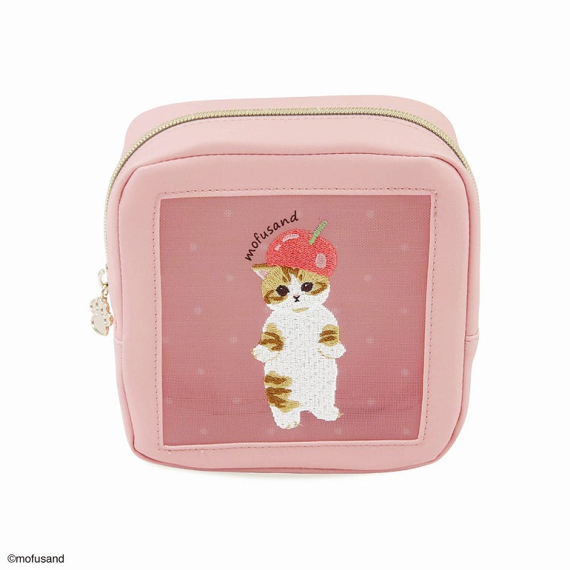 Mofusand: Mini Mesh Cosmetic Box Pouch (Embroid_Fruit_Pink)